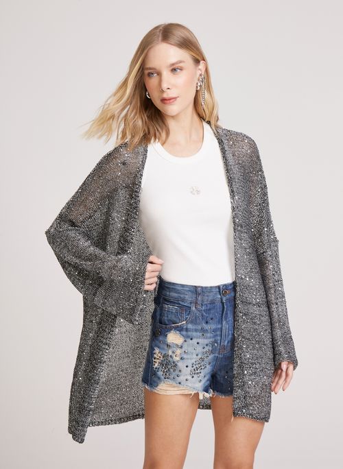 Kimono Amplo Sequin Metal John John Feminino
