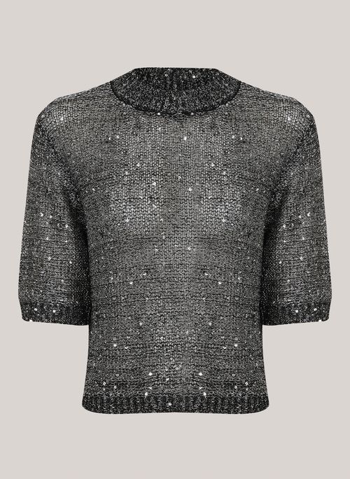 Blusa Cropped Sequin Metal John John Feminina