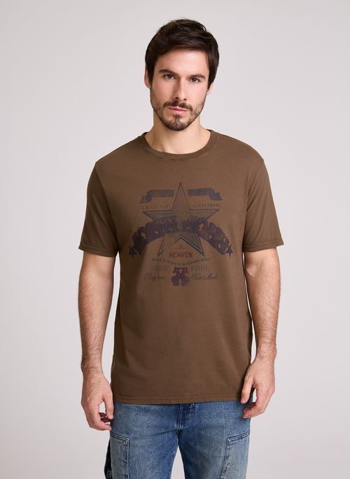 Camiseta Regular Fit Magic Star Marrom John John Masculina