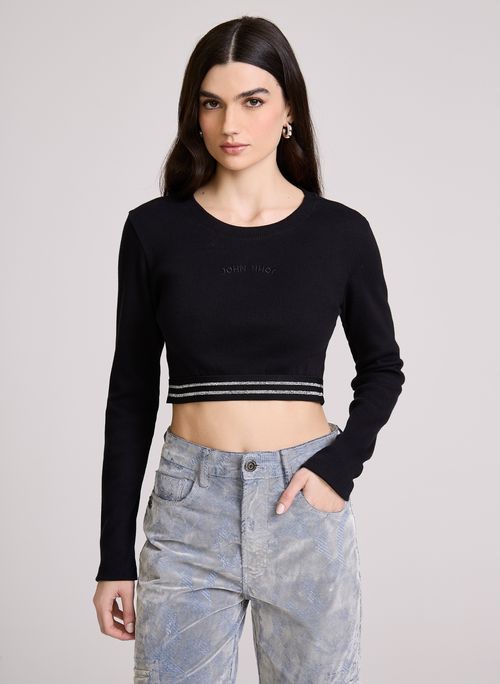 Top Justo Manga Longa Millie John John Feminina