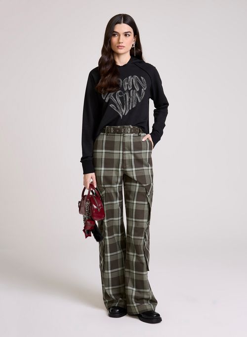 Calça Reta Check John John Feminina
