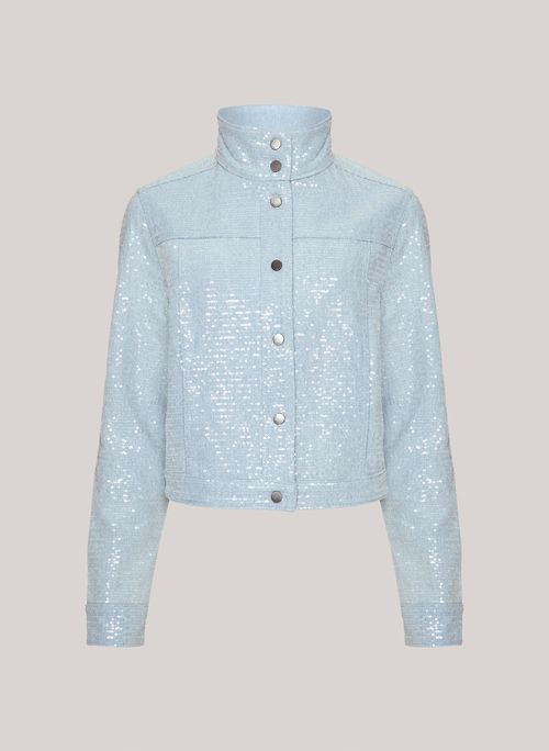 Jaqueta Jeans Paetês Light Blue John John Feminina