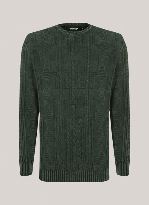 Suéter Tricot Braid Verde John John Masculino