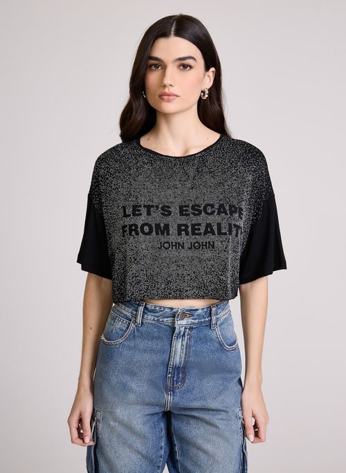 Camiseta Cropped Crystal Reality John John Feminina