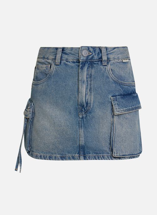 Saia Jeans Cargo Detroid John John Feminina