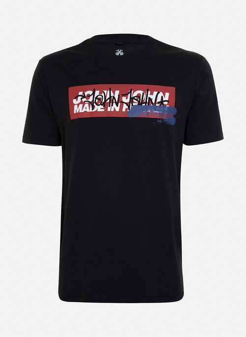 Camiseta Regular Fit Spray Art Black John John Masculina