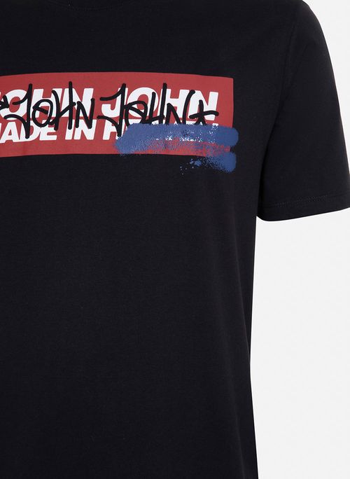 Camiseta Regular Fit Spray Art Black John John Masculina