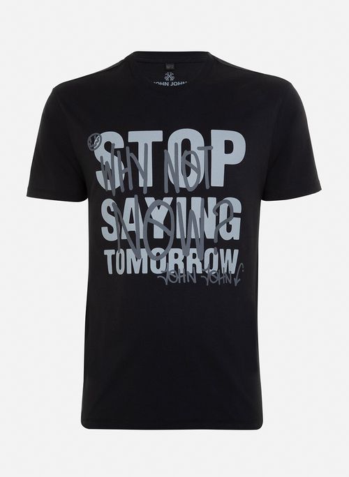 Camiseta Slim Fit Why Not Now Black John John Masculina