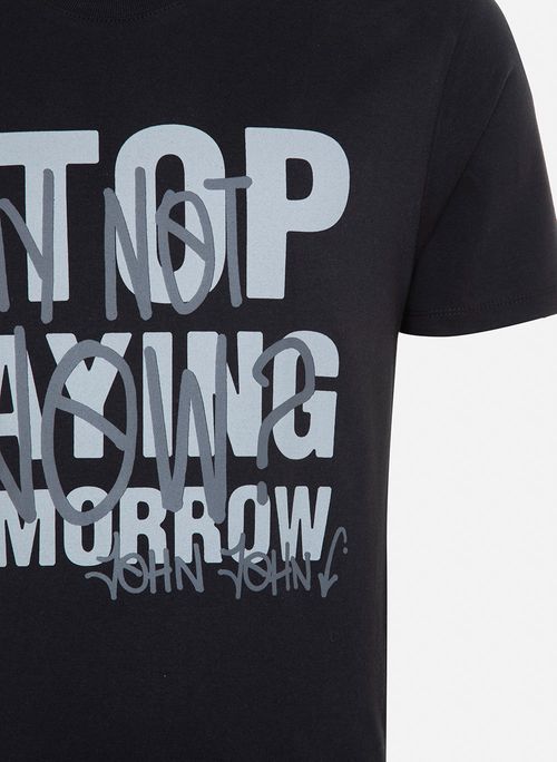 Camiseta Slim Fit Why Not Now Black John John Masculina