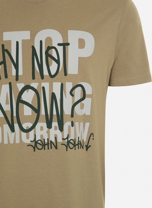 Camiseta Slim Fit Why Not Now Taupe John John Masculina