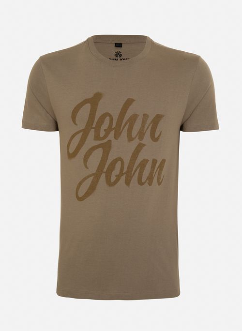 Camiseta Slim Fit John Trend Bege John John Masculina