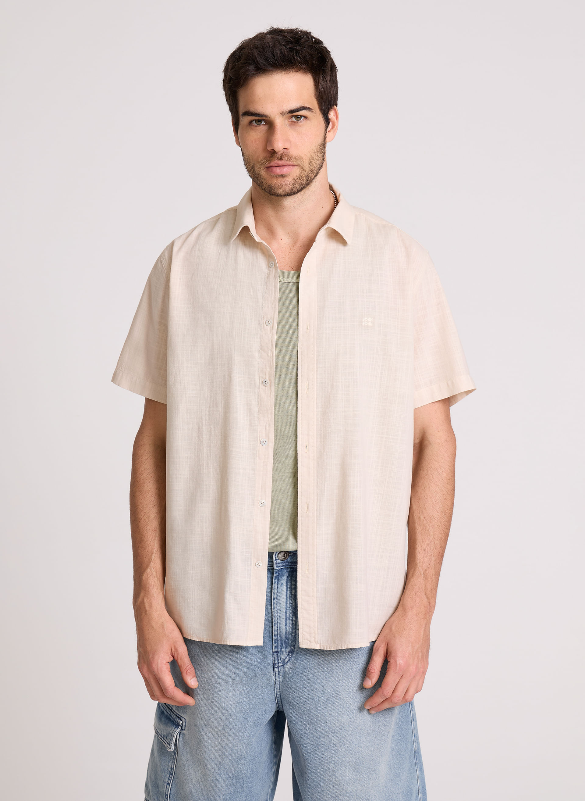 Camisa Relaxed Fit Cotton Sand John John Masculina