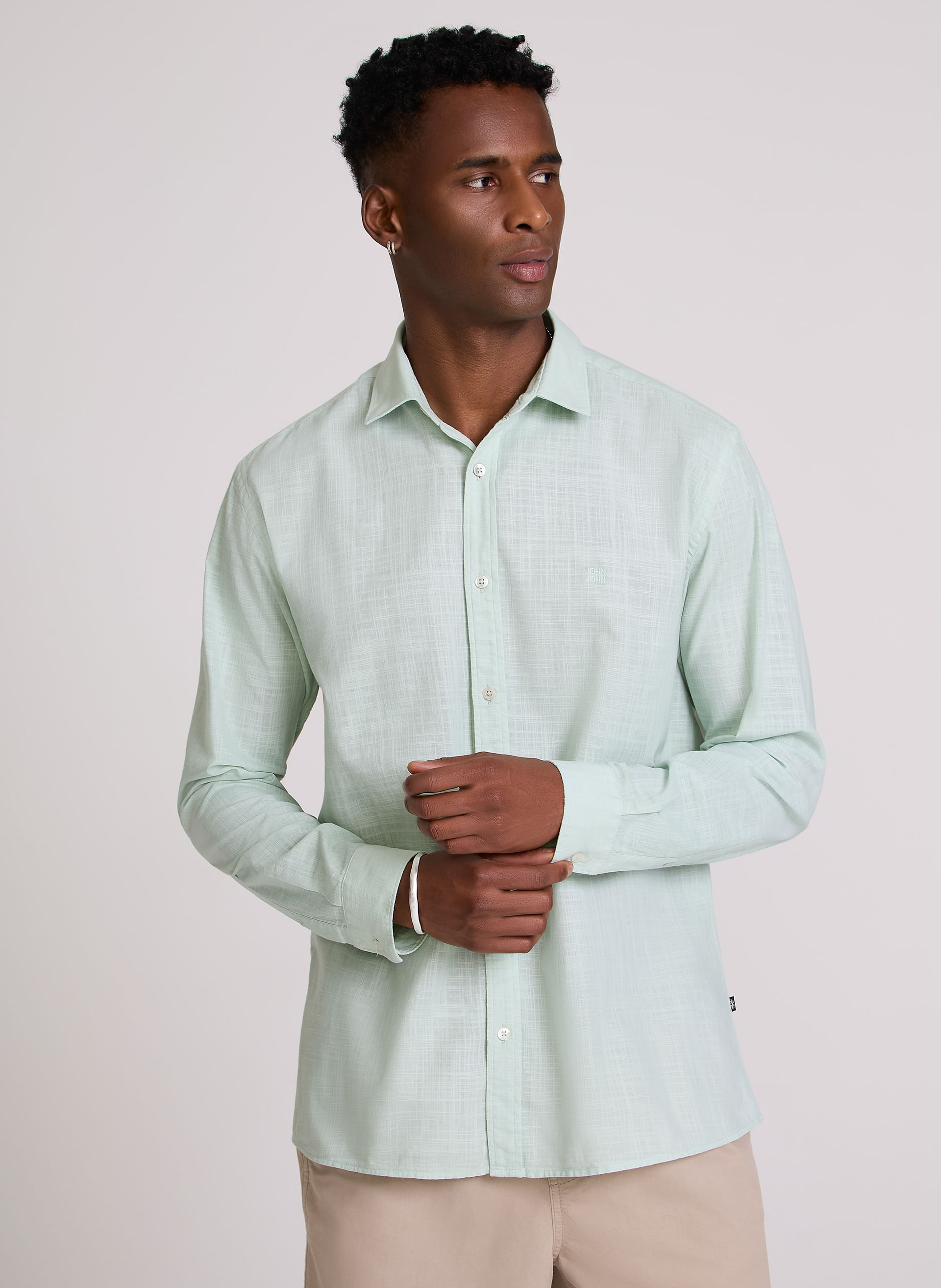 Camisa Relaxed Fit Cotton Green John John Masculina