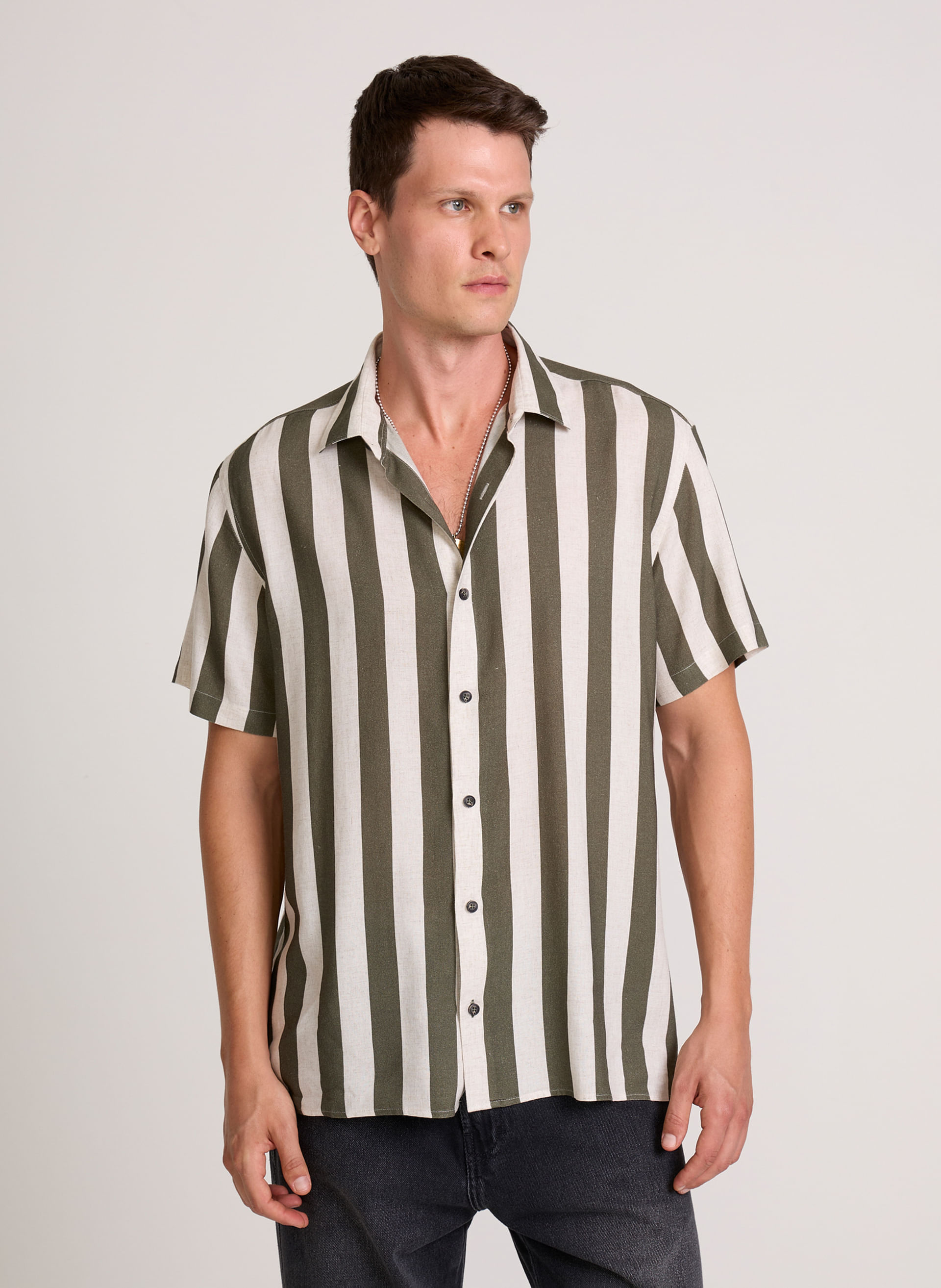 Camisa Relaxed Fit Bold Stripes John John Masculina