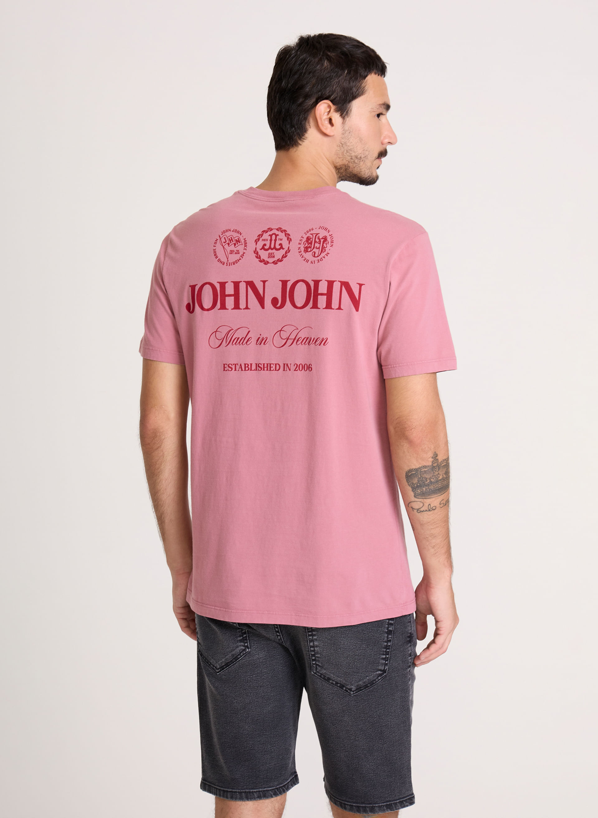 Camiseta Regular Fit Legacy Rosa John John Masculina