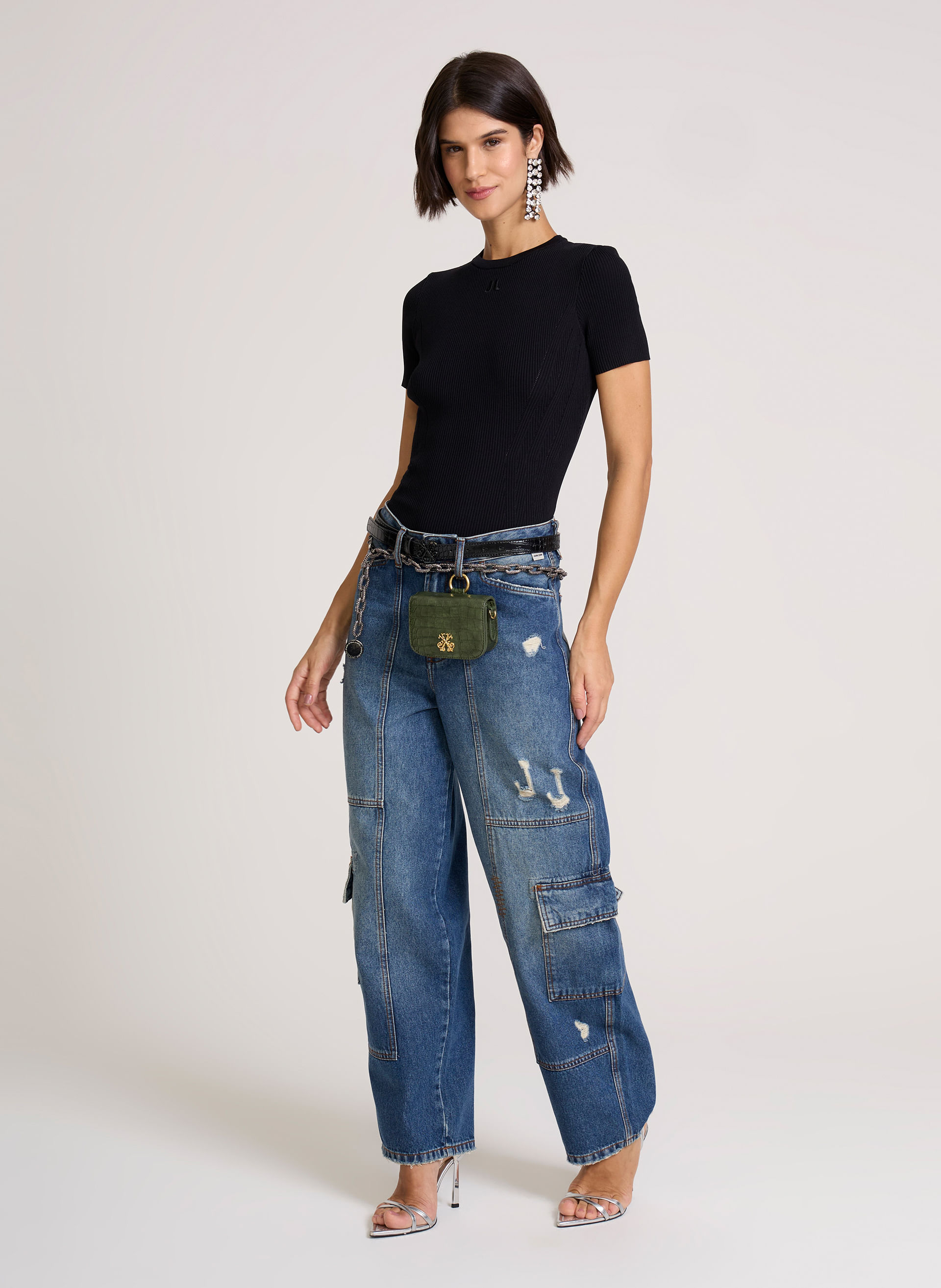 Calça Jeans Carrot Cargo Riviera John John Feminina