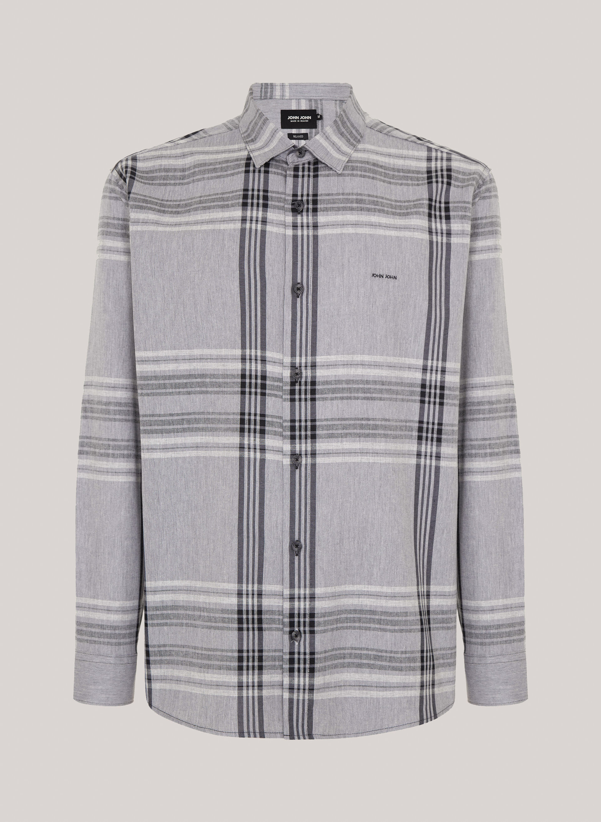 Camisa Relaxed Fit Grey Plaid John John Masculina
