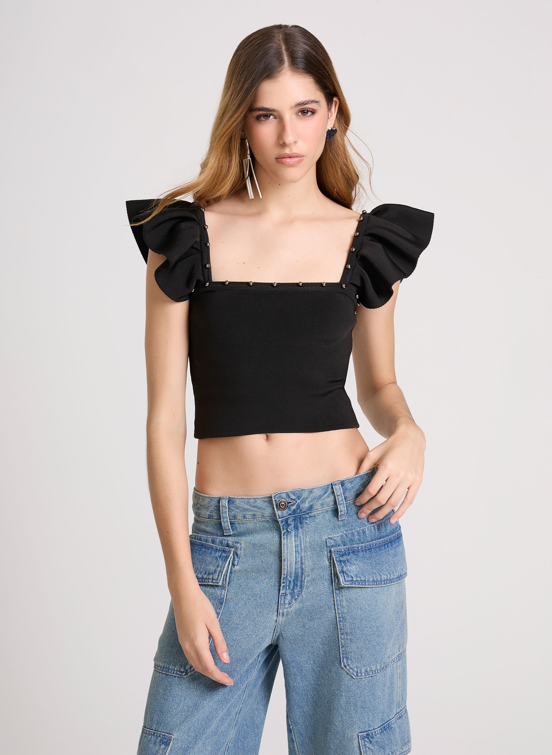 Top Justo Studs John John Feminino