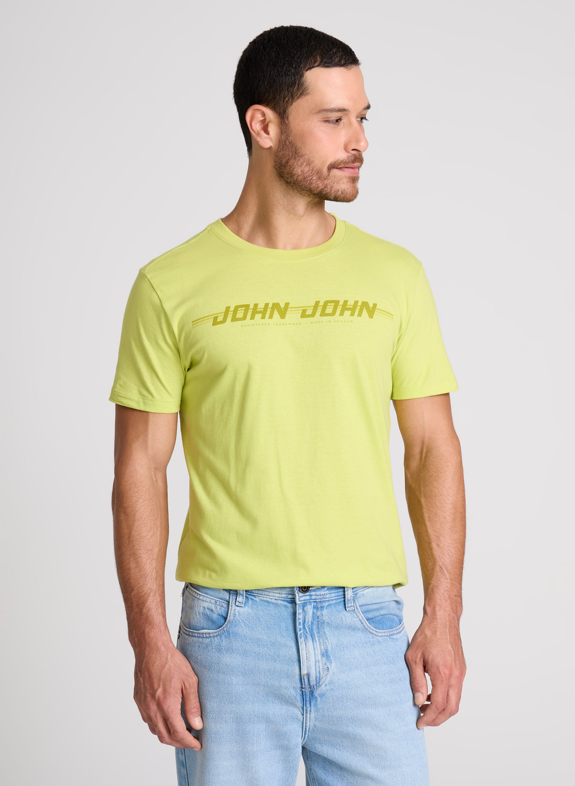 Camiseta Slim Fit Route Limão John John Masculina