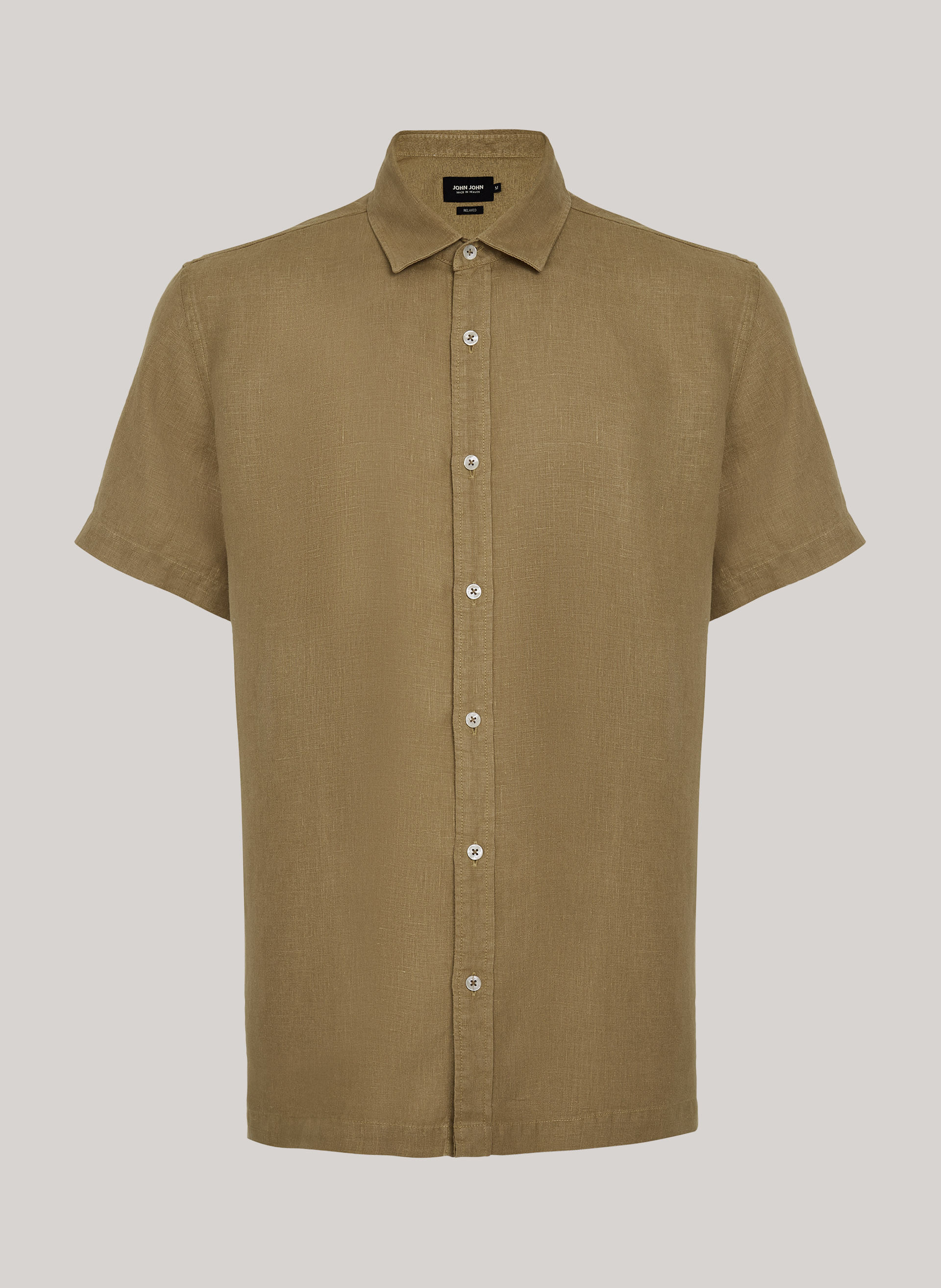 Camisa Relaxed Fit Linen Camel John John Masculina